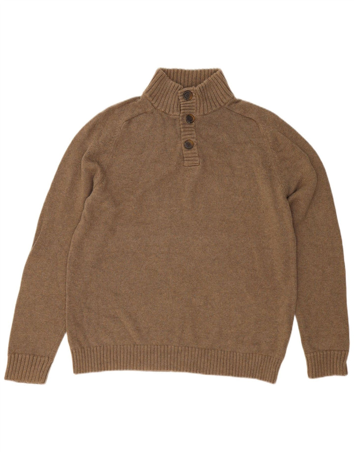 J. Crew Herren-Pullover mit Knopfkragen, XL, graue Baumwolle