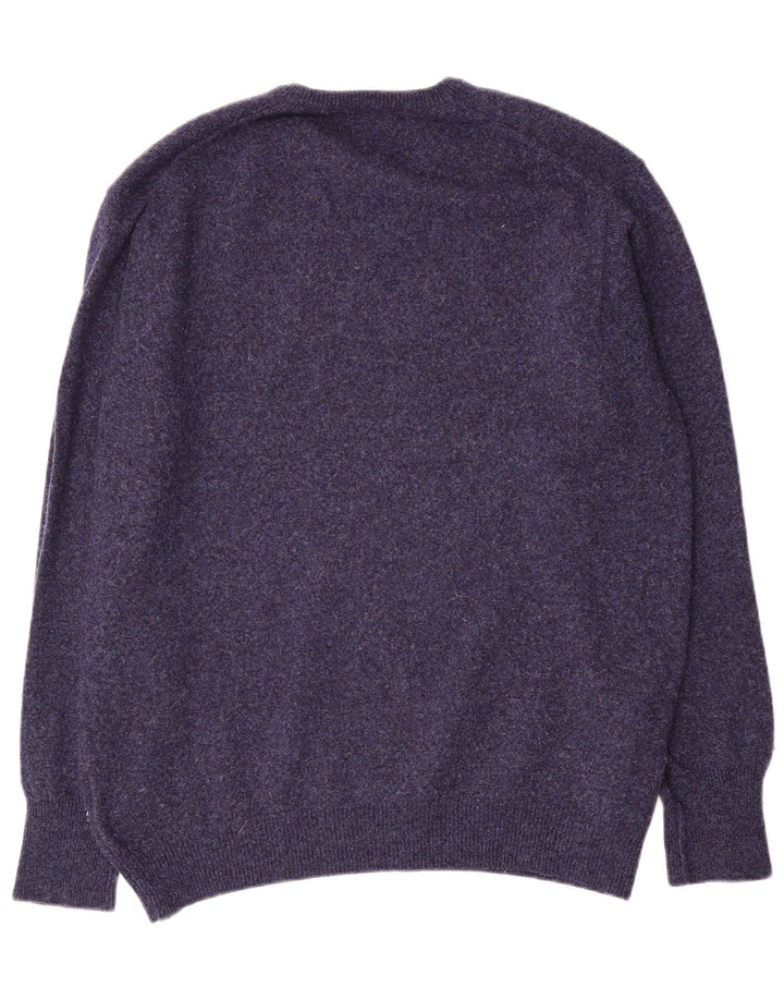 Marks & Spencer Herren-Pullover mit V-Ausschnitt, mittlere marineblau gesprenkelte Wolle