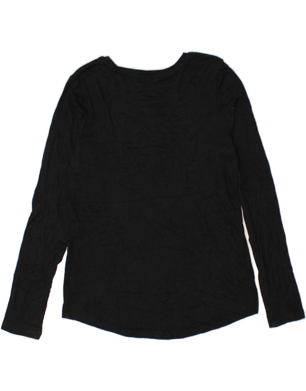 EDDIE BAUER Damen Top Langarm UK 16 Large Schwarz Baumwolle