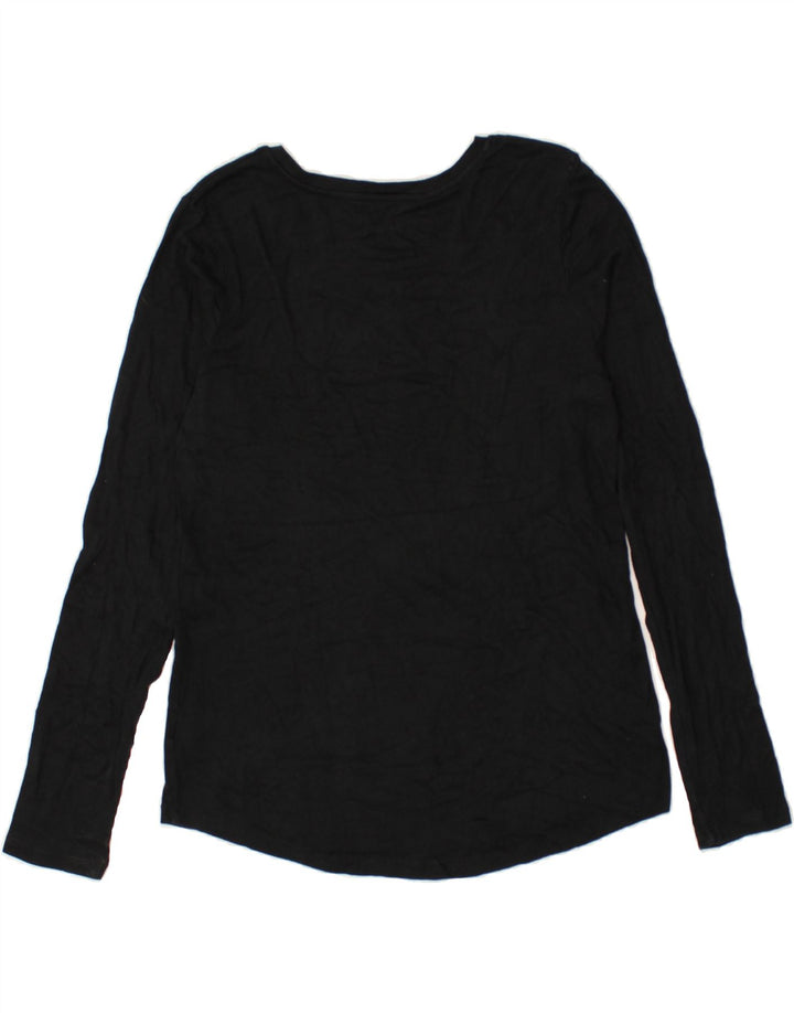 EDDIE BAUER Damen Top Langarm UK 16 Large Schwarz Baumwolle