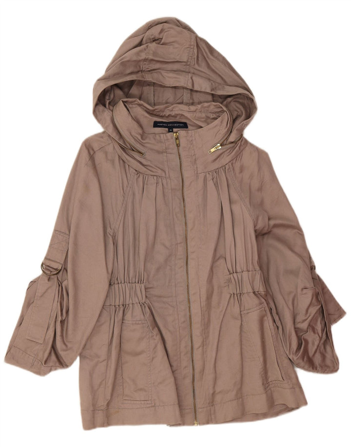 French Connection Damen-Utility-Jacke mit Kapuze, UK 14, Größe L, Beige, Baumwolle