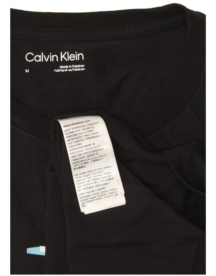 Calvin Klein Herren Grafik-T-Shirt-Oberteil aus mittelschwarzer Baumwolle