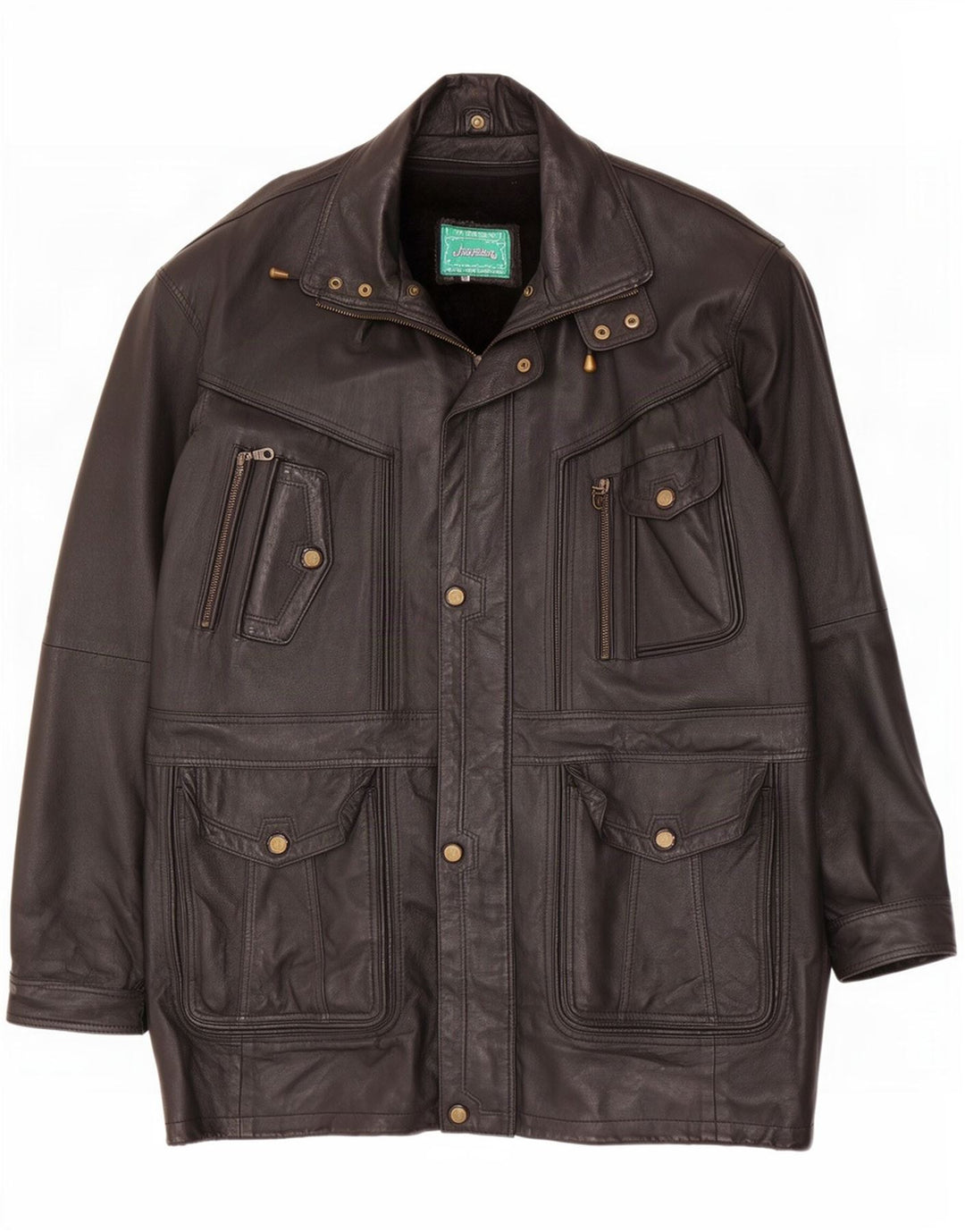 Vintage Herren Sherpa Ledermantel UK 44 2XL Schwarz