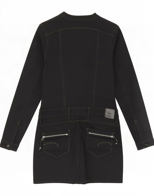 G-Star Damen Langarm-Basic-Kleid UK 12 Mittelschwarze Baumwolle