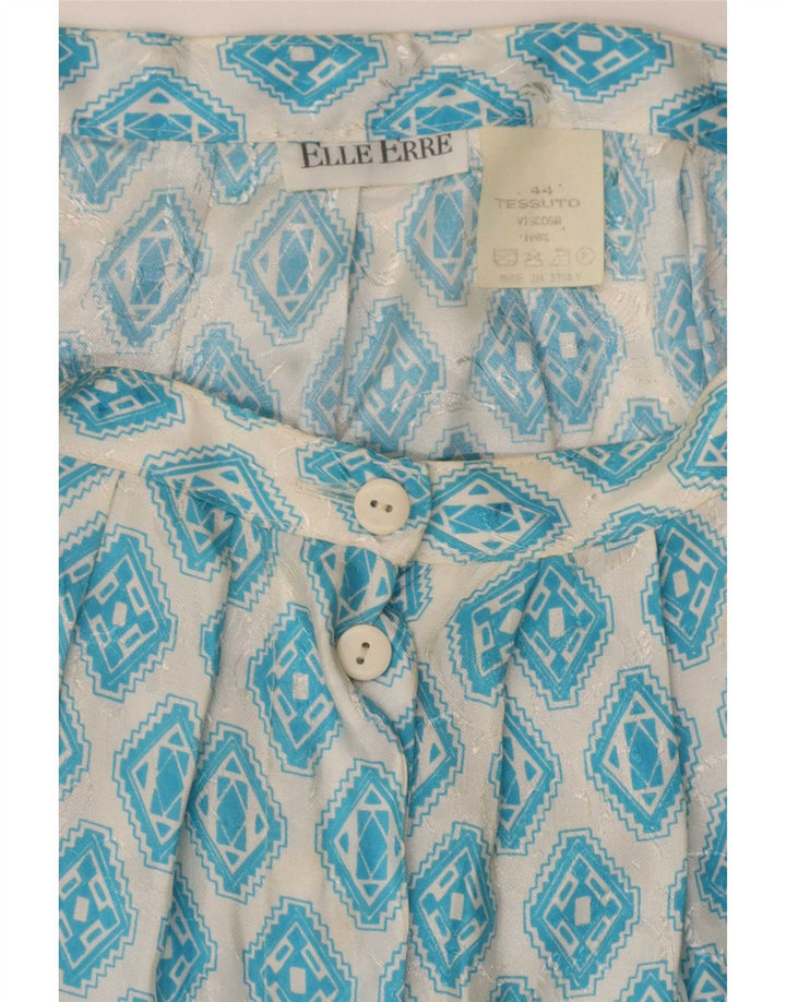Elle Erre Damen Faltenrock IT 44 Medium W29 Blaue geometrische Viskose