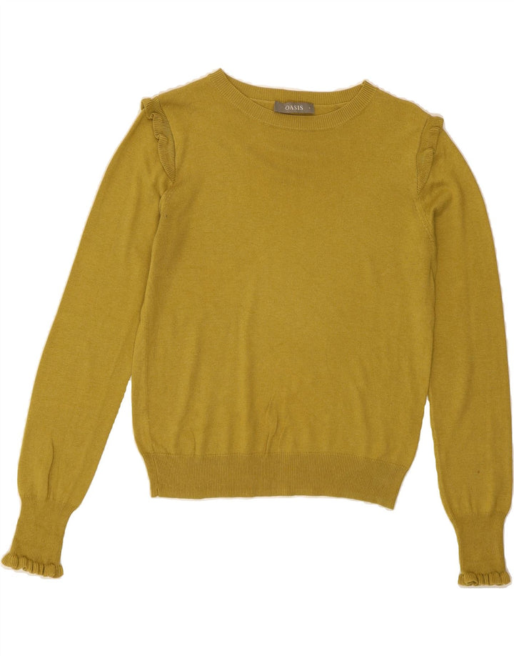 OASIS Womens Boat Neck Jumper Sweater UK 10 Small Yellow Vintage Oasis and Second-Hand Oasis from Messina Hembry 