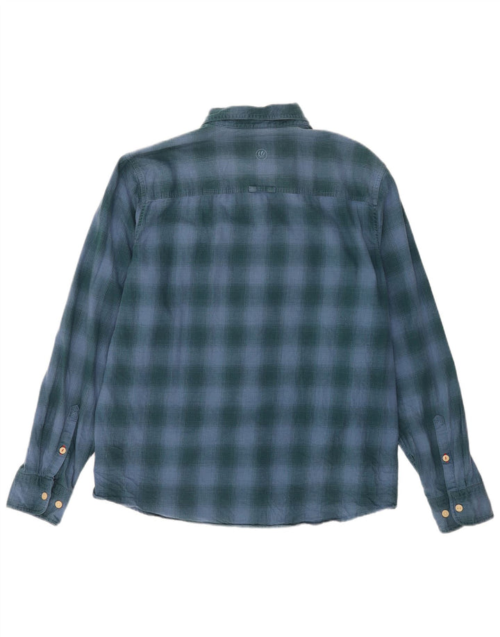 Fat Face Herren-Flanellhemd mit klassischer Passform, groß, blau kariert, Baumwolle