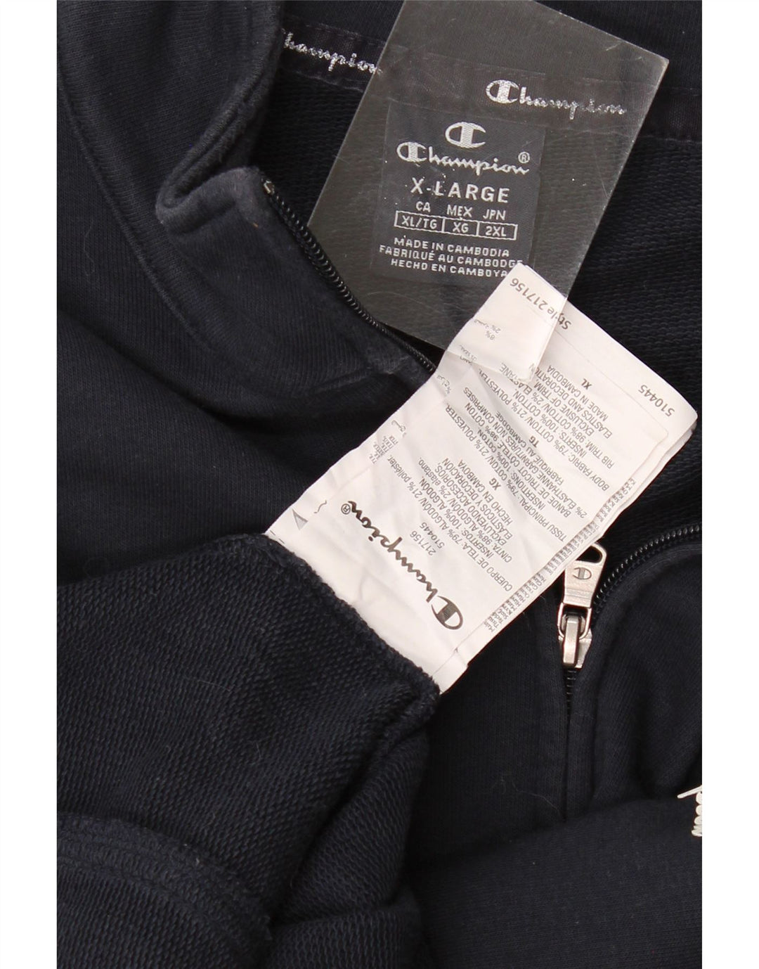 CHAMPION Herren-Trainingsanzug-Topjacke XL aus marineblauer Baumwolle