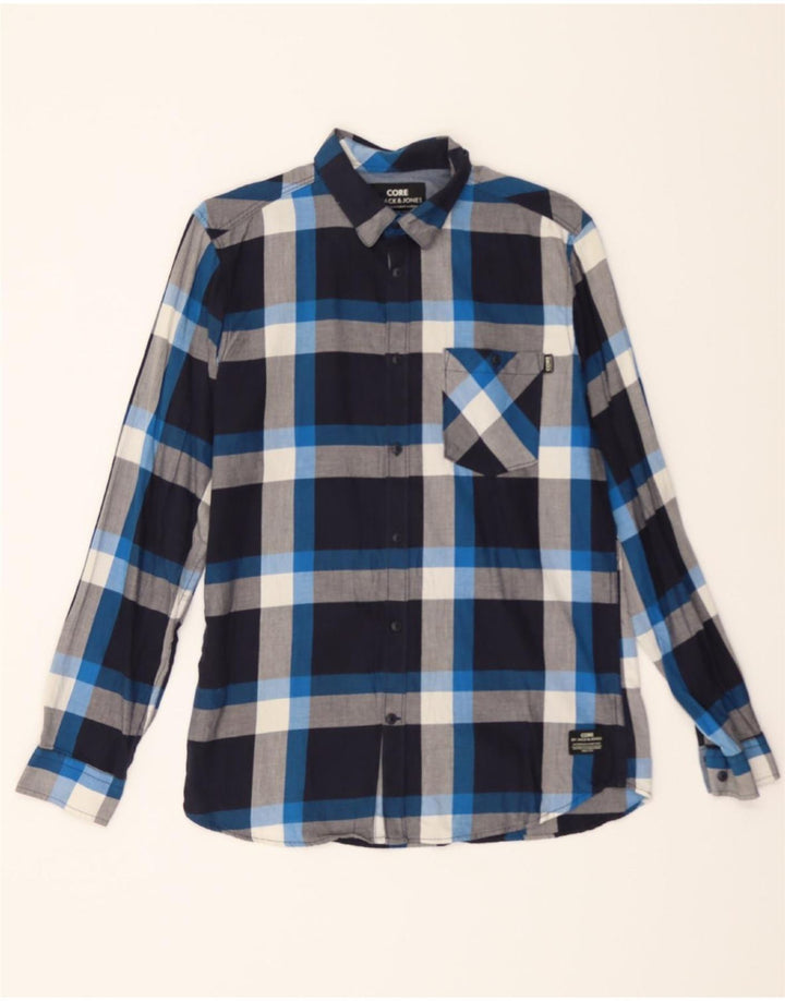 JACK & JONES Mens Core Shirt Medium Navy Blue Check Cotton Vintage Jack & Jones and Second-Hand Jack & Jones from Messina Hembry 