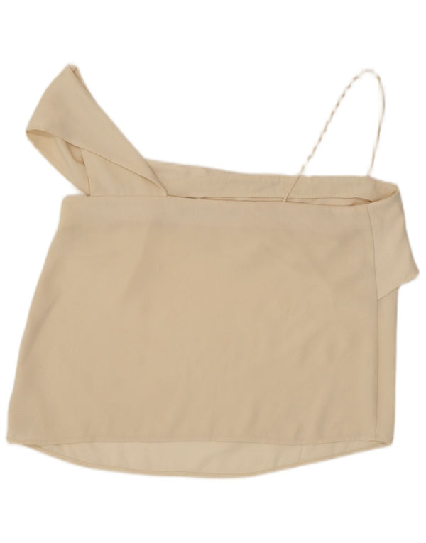 Zara Damen Crop One Shoulder Top UK 14 Large Off White