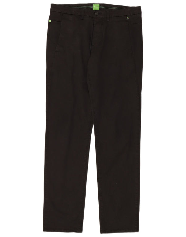 Hugo Boss Mens Straight Chino Trousers IT 48 Medium W34 L32 Black Cotton