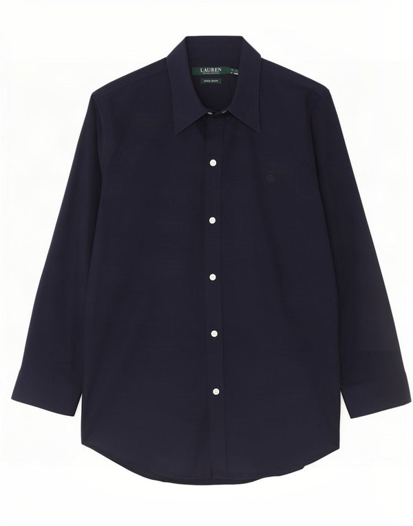 Ralph Lauren Damen-Hemd UK 14 aus mittelblauer Baumwolle in Marineblau