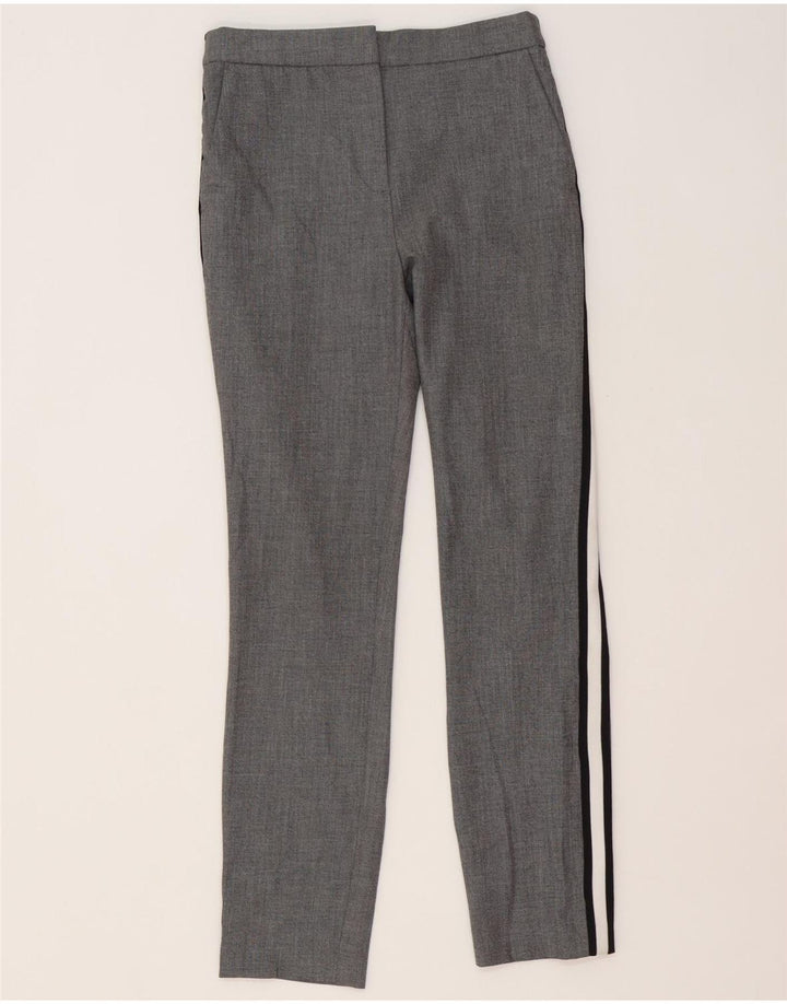 Zara Slim Chino-Hose für Damen, Größe S, W26, L27, grau gestreift, Polyester