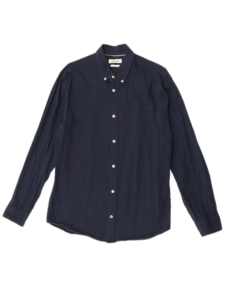Jack & Jones Herren-Slim-Fit-Hemd aus mittelblauer Baumwolle