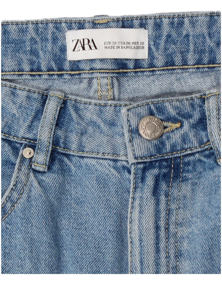 Zara Damen-Jeans mit weitem Bein, EU 38, klein, W28, L26, blaue Baumwolle