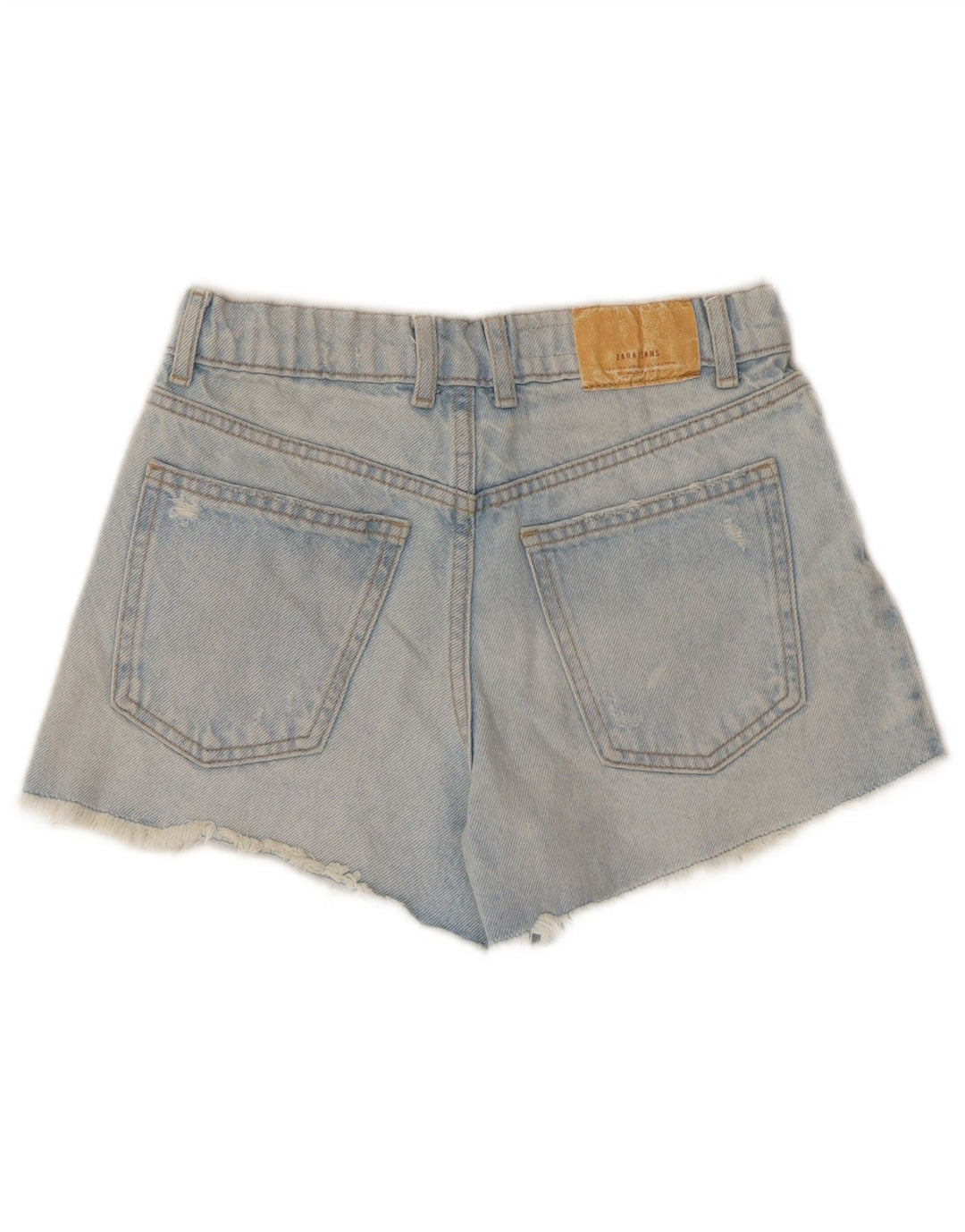 ZARA Jeansshorts im Used-Look für Mädchen, 13–14 Jahre, W28, blaue Baumwolle