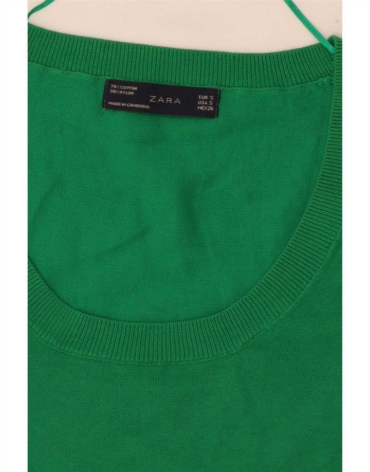 Zara Damen-Blusenoberteil, Größe S, Größe S, Grün, Baumwolle