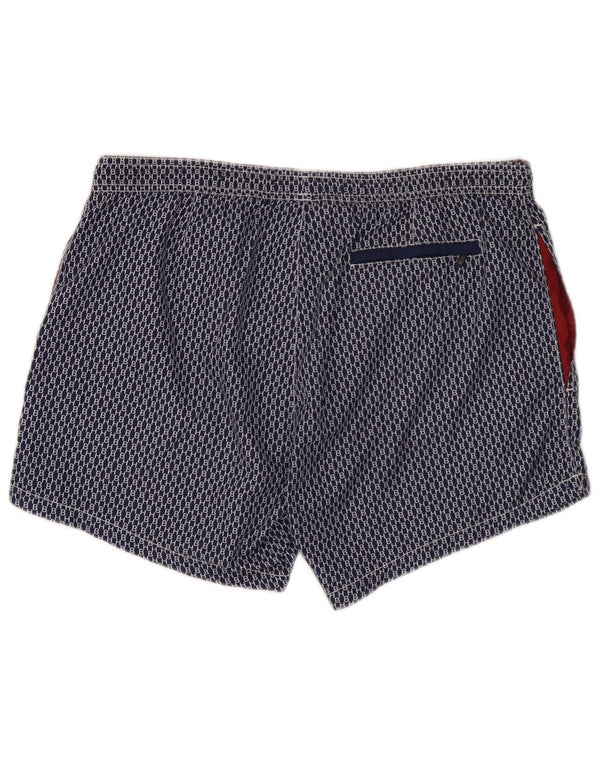 Hugo Boss Herren-Badeshorts mit grafischem Muster, mittleres Marineblau, geometrisches Polyester