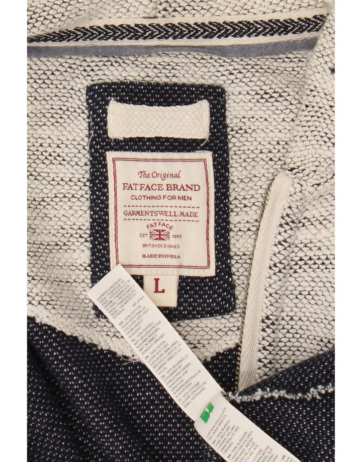 Fat Face Herren-Kapuzenpullover mit Reißverschluss, groß, grau gefleckte Baumwolle
