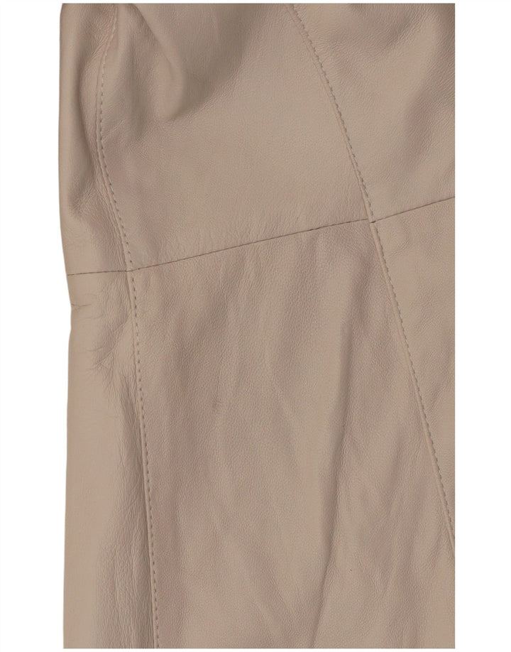 Vintage Damen Ledermantel IT 42 Medium Off White Leder