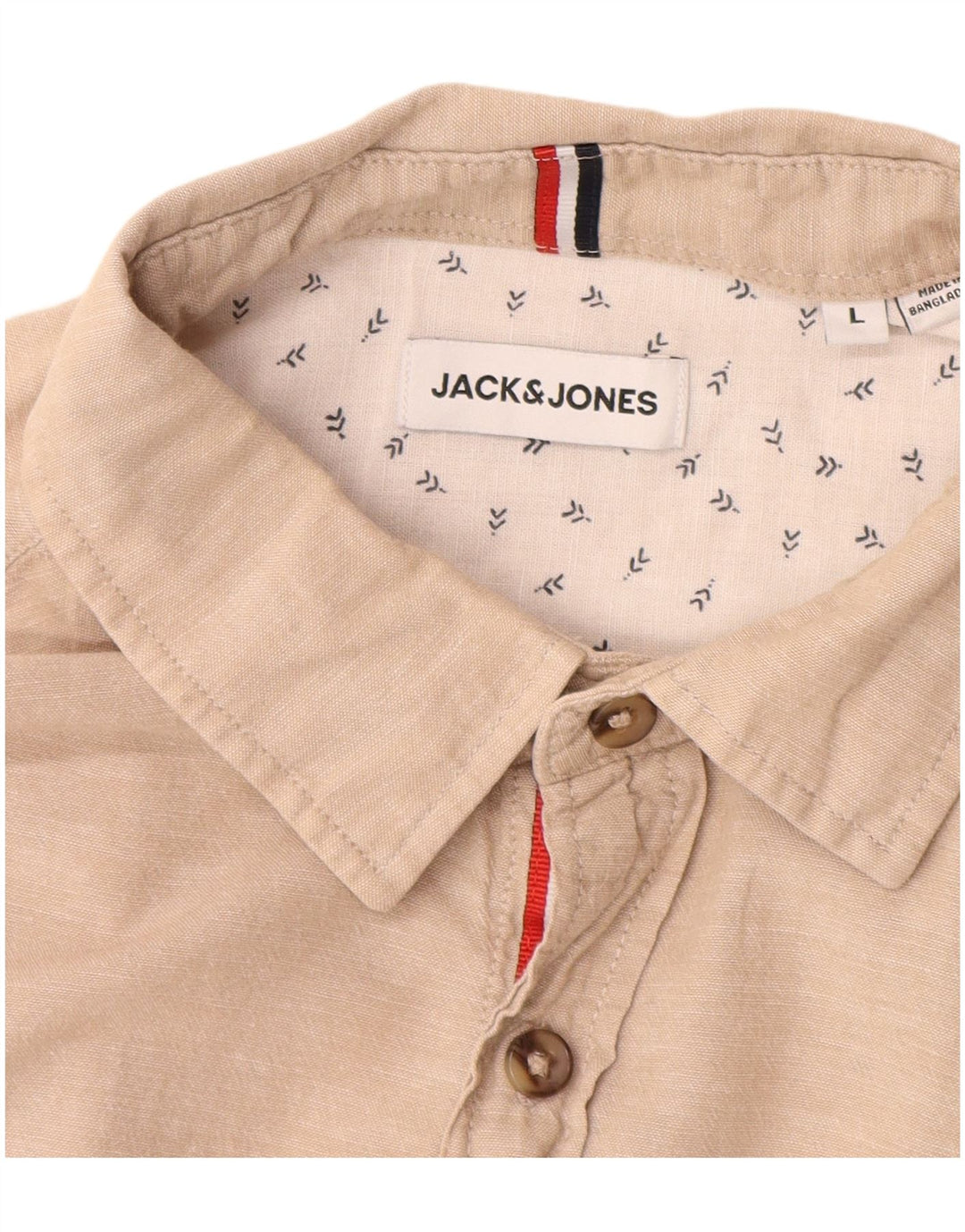 Jack & Jones Herrenhemd, Größe L, Beige, Baumwolle
