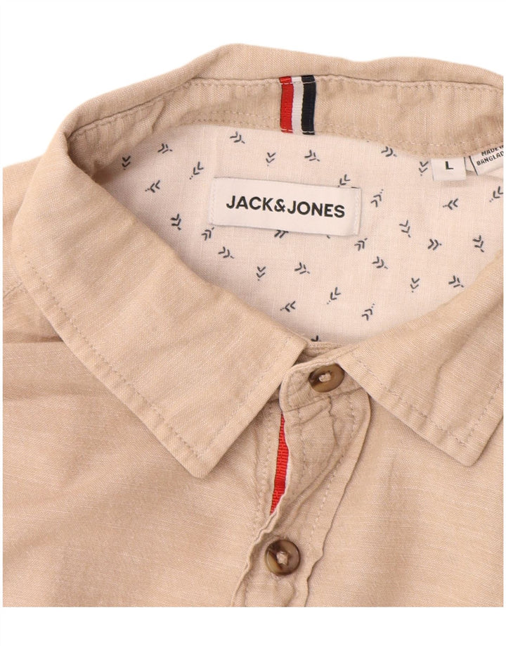 Jack & Jones Herrenhemd, Größe L, Beige, Baumwolle