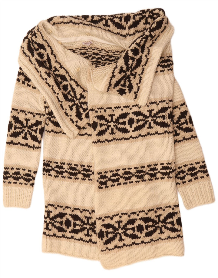 Parosh Damen Longline-Cardigan-Pullover UK 14 Medium Off White Fair Isle