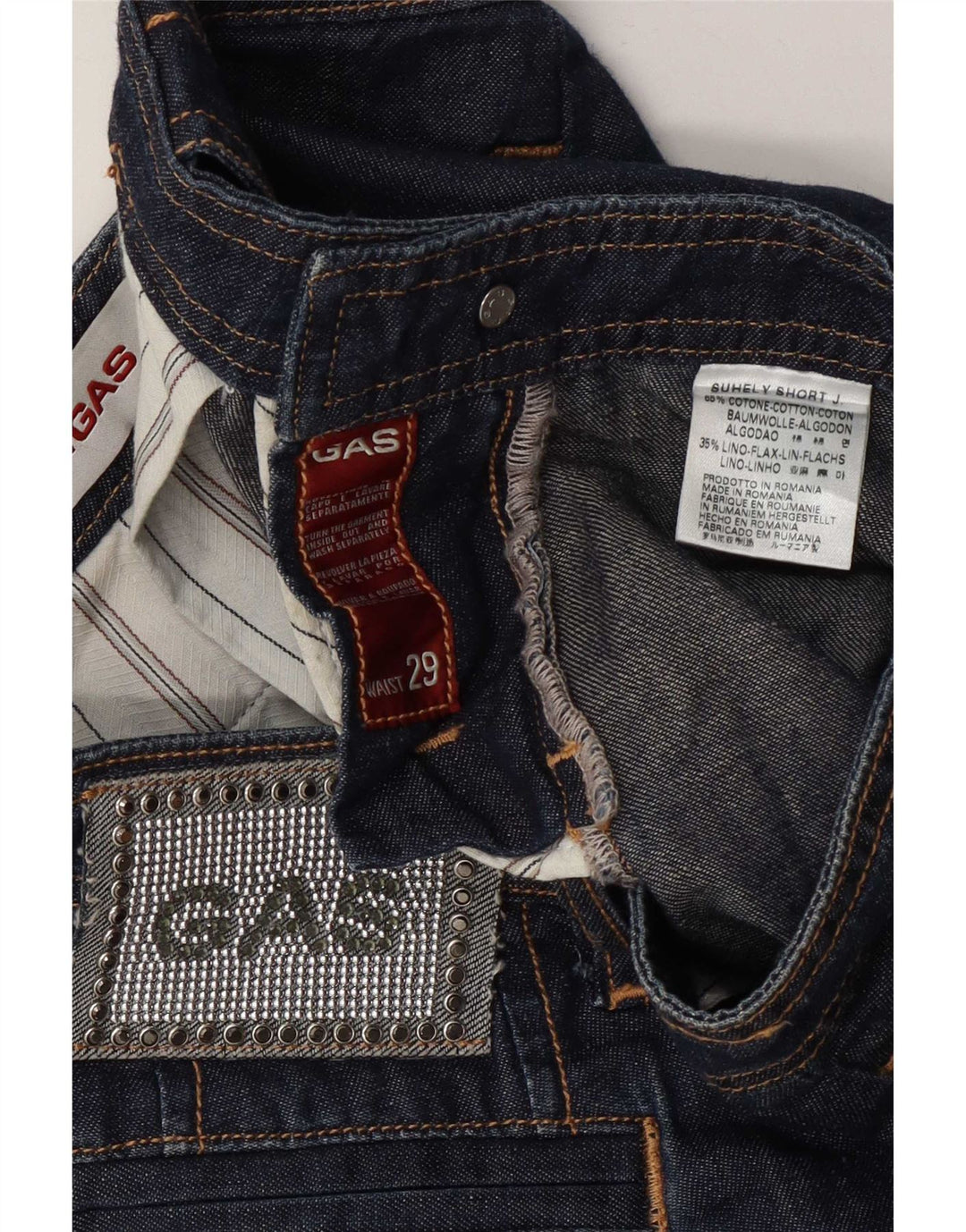 Gas Damen-Jeansshorts W29, mittlere Marineblau-Baumwolle