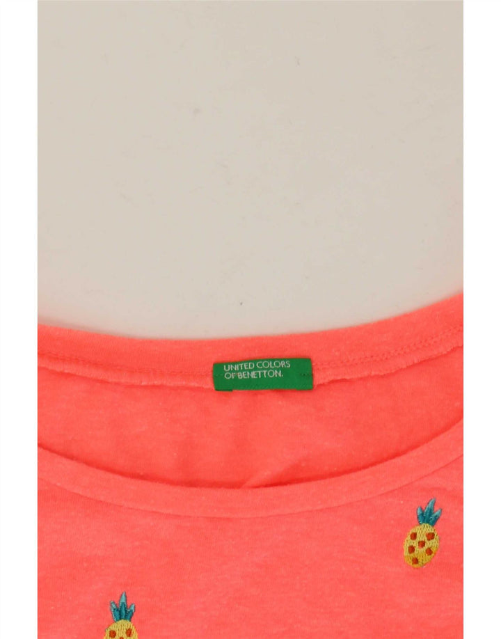 Benetton Damen-T-Shirt mit Grafik, UK 14, Mittelrosa