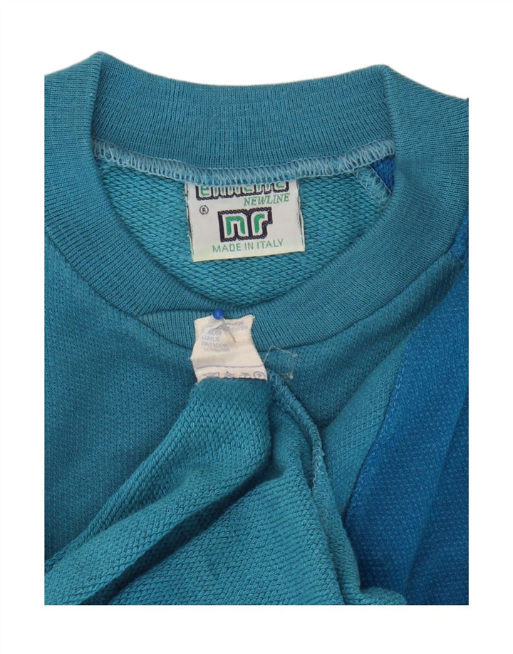 Ennerre Herren-Sweatshirt-Pullover, groß, blaue Farbblock-Baumwolle