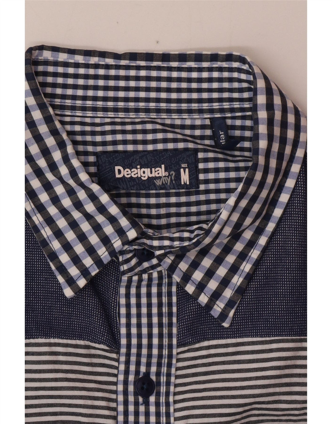 DESIGUAL Damen Hemd UK 14 Mittelblaues Gingham