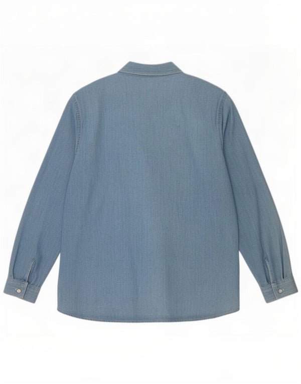 Vintage Damen Jeanshemd UK 14 Große blaue Baumwolle