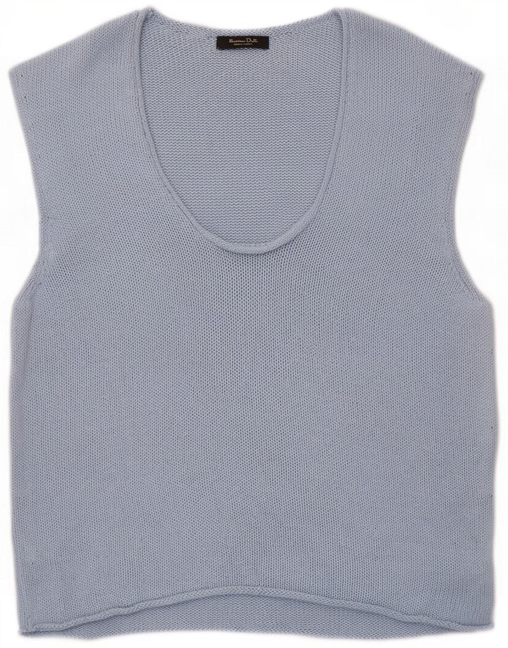 Massimo Dutti Damen Strickweste Top UK 12 Mittelblaue Viskose
