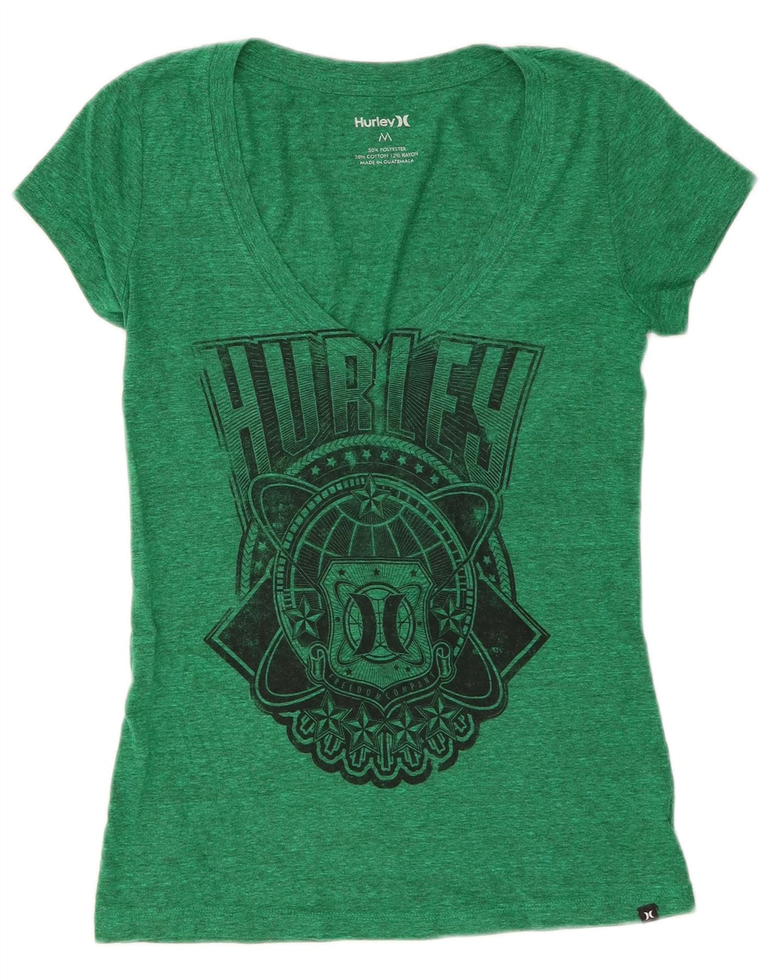Hurley Damen Grafik-T-Shirt-Oberteil UK 12 Mittelgrünes Polyester