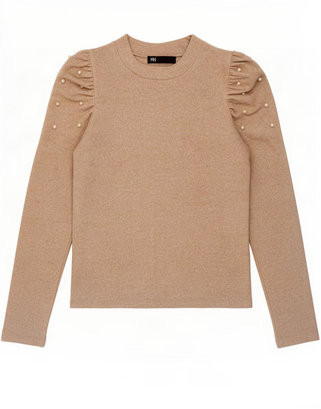 Zara Damen Top Langarm UK 12 Mittelbeige Viskose