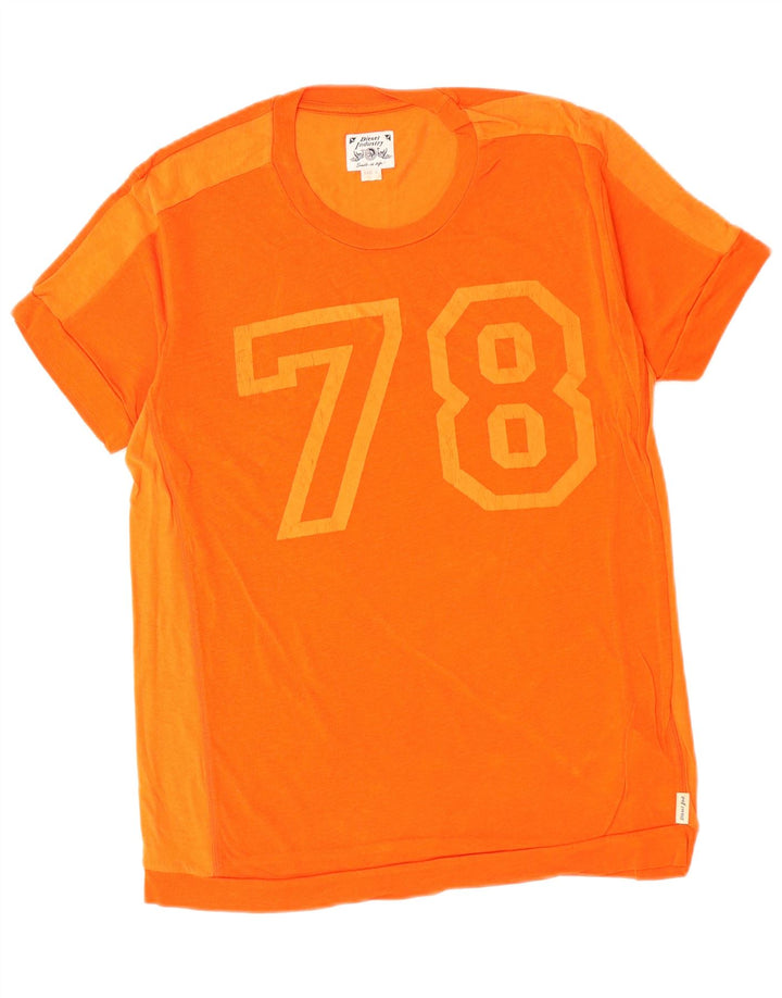 DIESEL Herren-T-Shirt mit Grafik, Größe S, Orange, Colourblock-Baumwolle