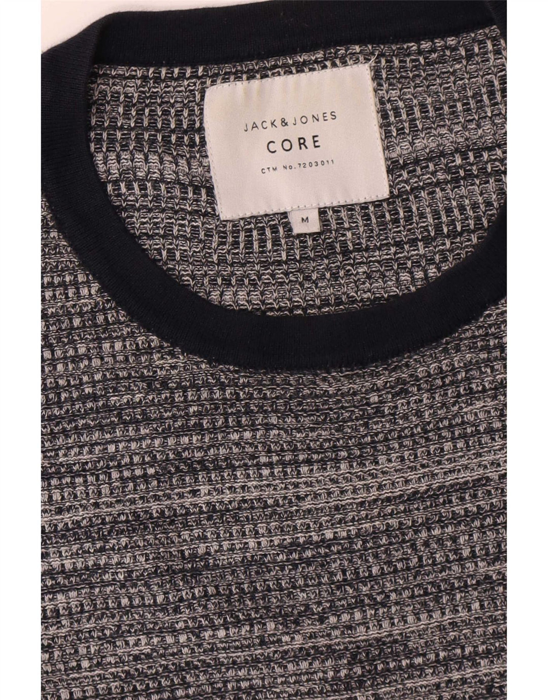 Jack & Jones Herren-Pullover mit Rundhalsausschnitt, mittelgrau gesprenkelte Baumwolle