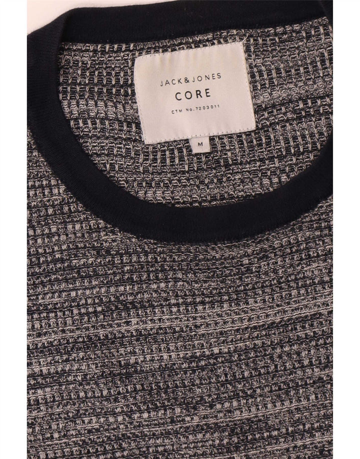 Jack & Jones Herren-Pullover mit Rundhalsausschnitt, mittelgrau gesprenkelte Baumwolle