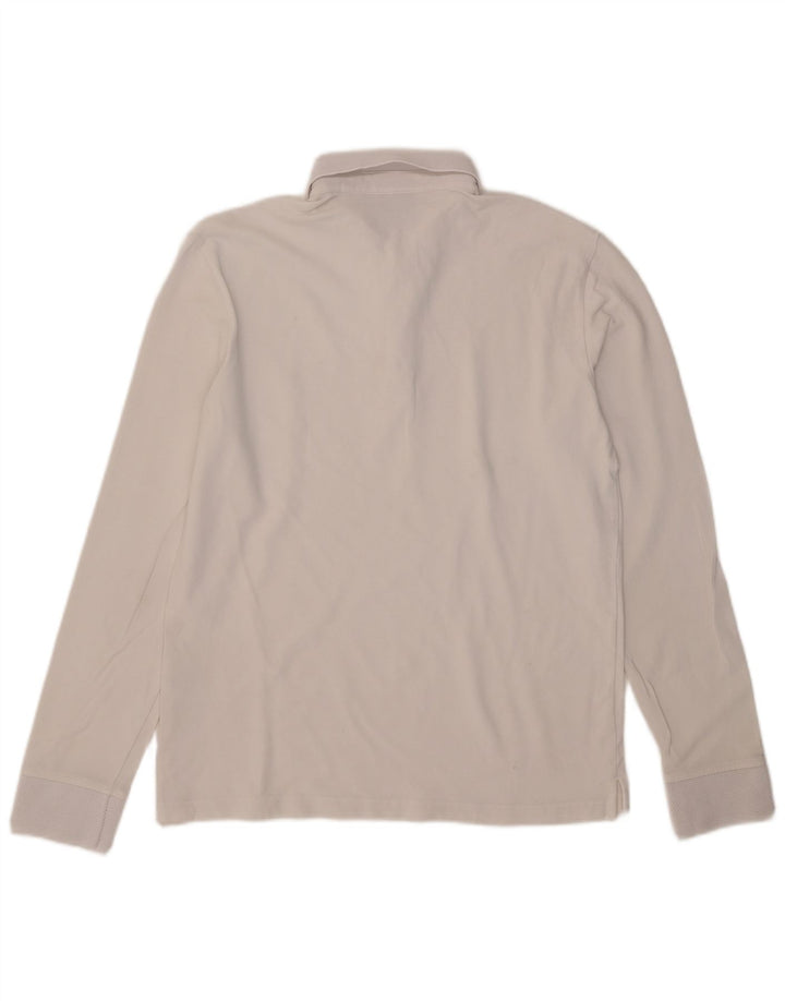 Armani Exchange Herren-Langarm-Poloshirt aus mittelweißer Baumwolle