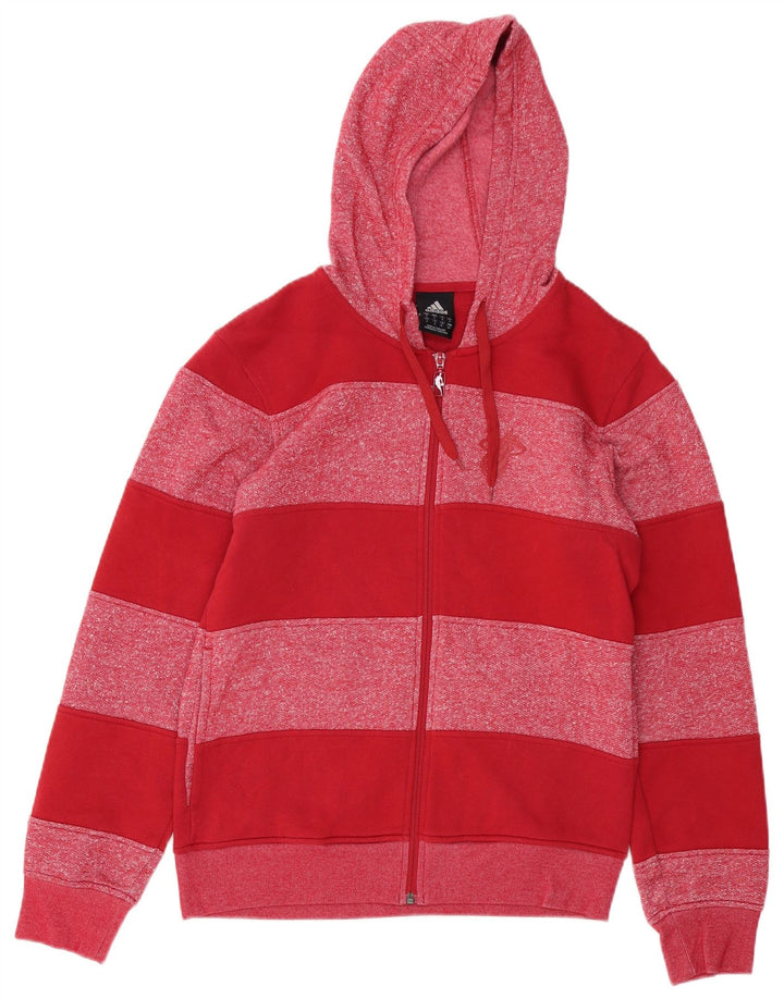 Adidas Herren-Kapuzenpullover mit Reißverschluss, klein, rot gestreift, Baumwolle