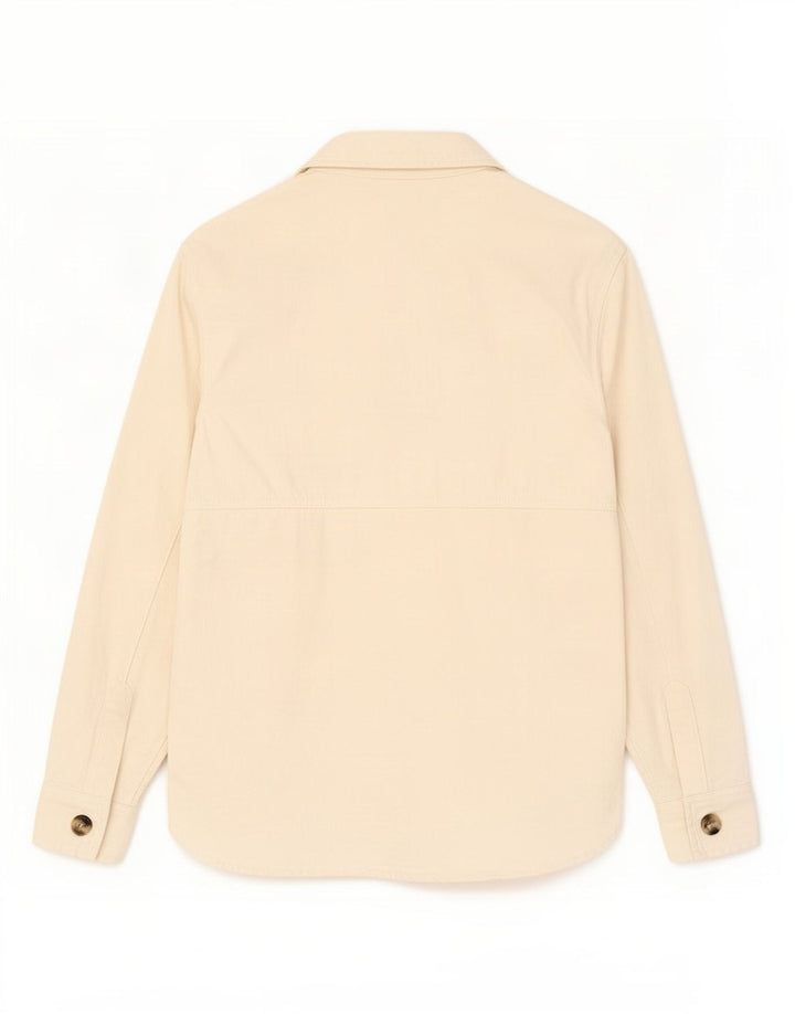 Zara Damen-Hemd UK 10 Small Beige Baumwolle