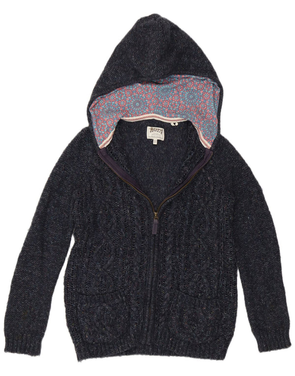 Fat Face Mädchen-Strickjacke mit Kapuze, 12–13 Jahre, Marineblau meliert