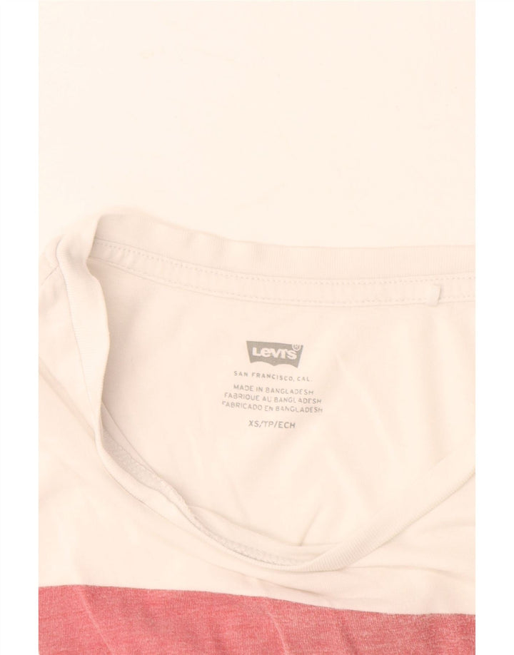 LEVI'S Damen Grafik-T-Shirt-Oberteil UK 6 XS Weiße Baumwolle