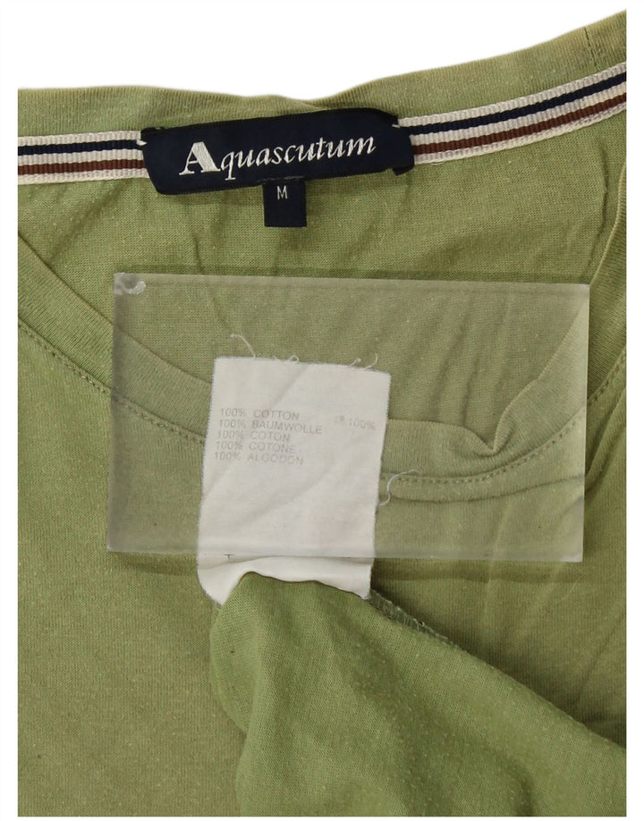 AQUASCUTUM Damen T-Shirt Top UK 14 Mittelgrüne Baumwolle
