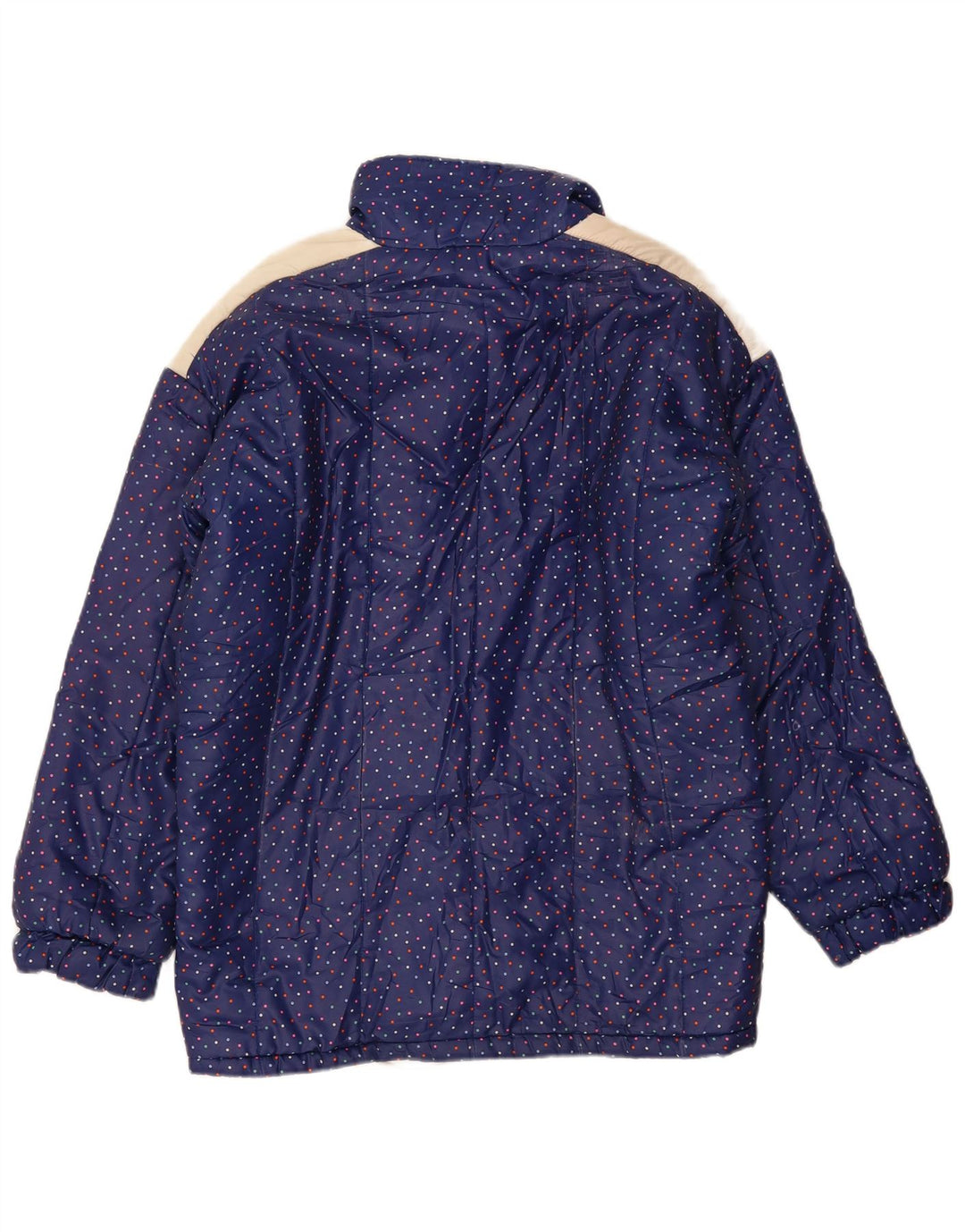 Vintage Damen Wattierte Jacke IT 48 XL Marineblau gefleckt