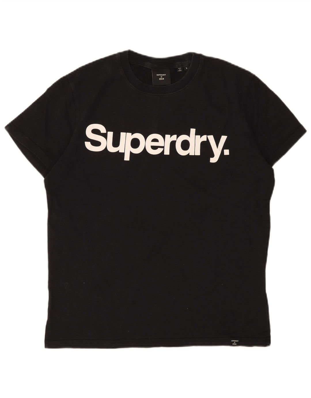 SUPERDRY Damen Grafik-T-Shirt-Oberteil UK 16 Large Schwarz Baumwolle
