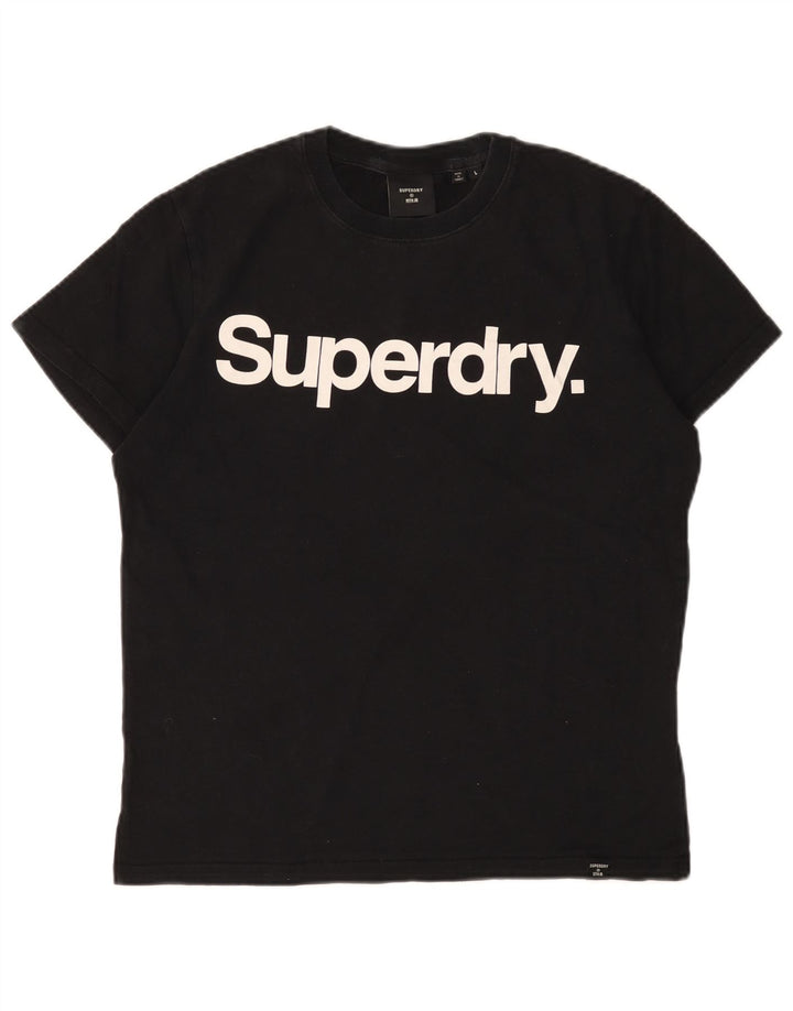 SUPERDRY Damen Grafik-T-Shirt-Oberteil UK 16 Large Schwarz Baumwolle