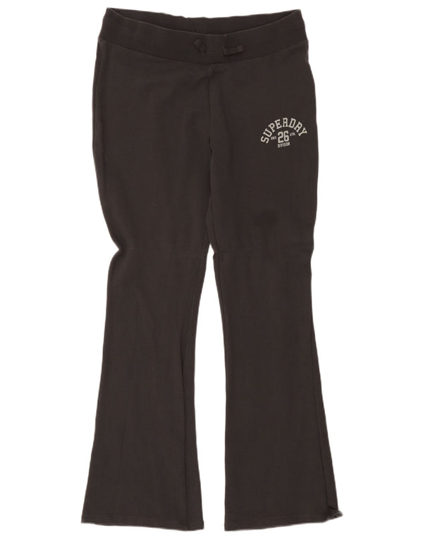 Superdry Womens Graphic Flare Tracksuit Trousers UK 14 Large Grey Cotton