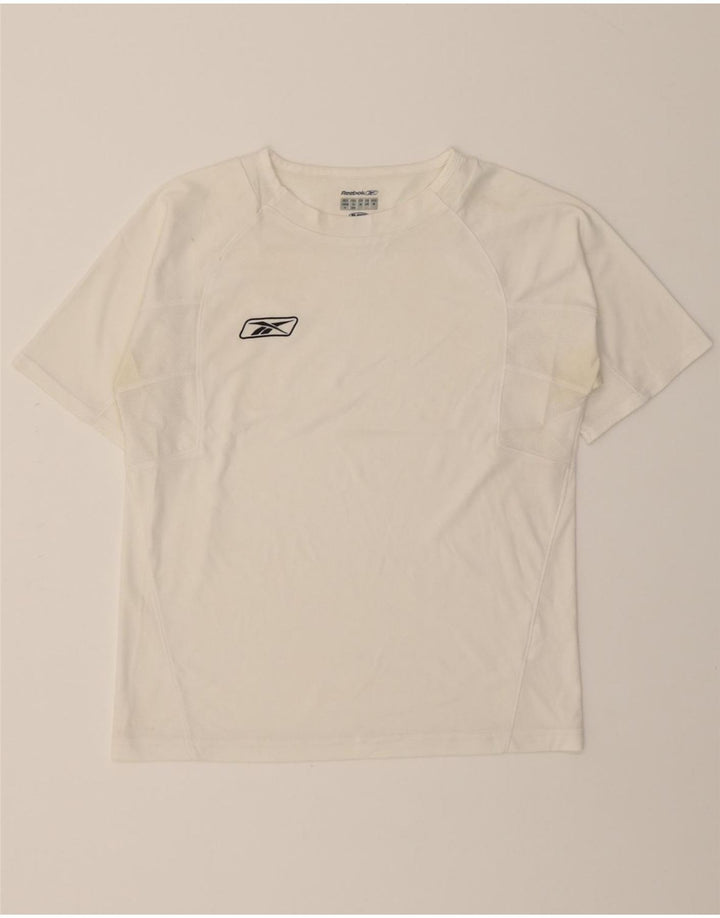 REEBOK Boys T-Shirt Top 9-10 Years Medium White Polyester Vintage Reebok and Second-Hand Reebok from Messina Hembry 
