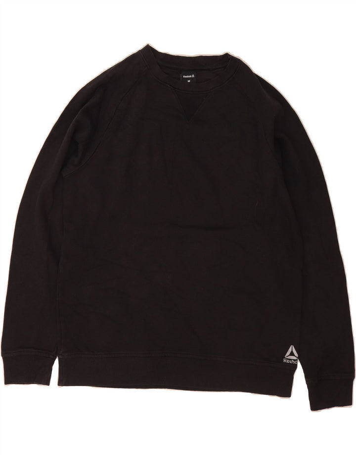 REEBOK Mens Sweatshirt Jumper Medium Black Cotton Vintage Reebok and Second-Hand Reebok from Messina Hembry 